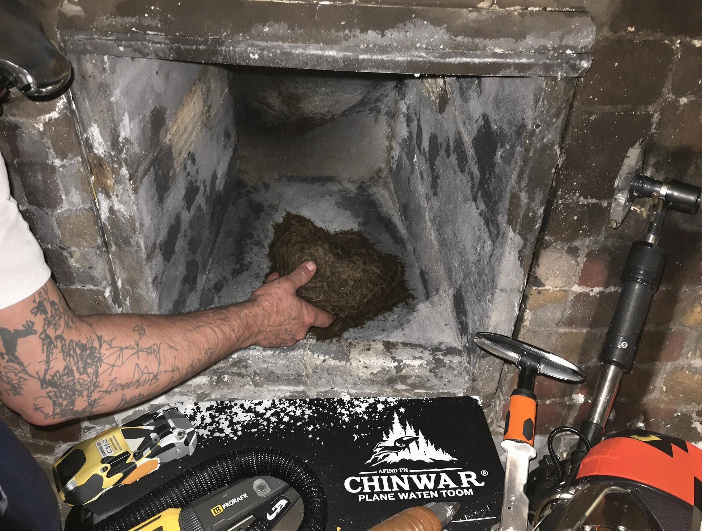 Midlothian Chimney Sweep safely removing debris and screening chimney in Midlothian, VA