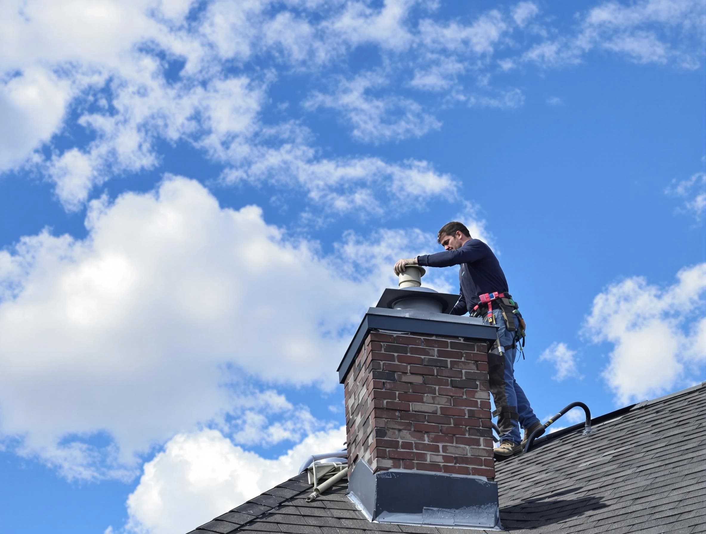 Midlothian Chimney Sweep installing a sturdy chimney cap in Midlothian, VA
