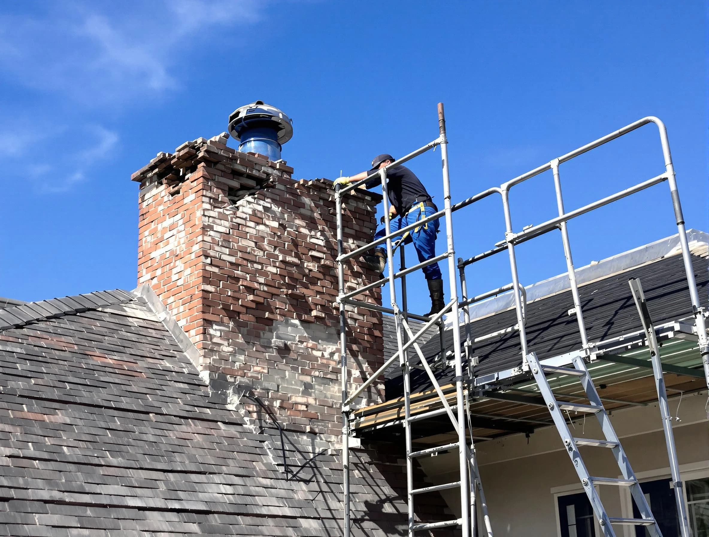 Rebuilding a chimney structure by Midlothian Chimney Sweep in Midlothian, VA