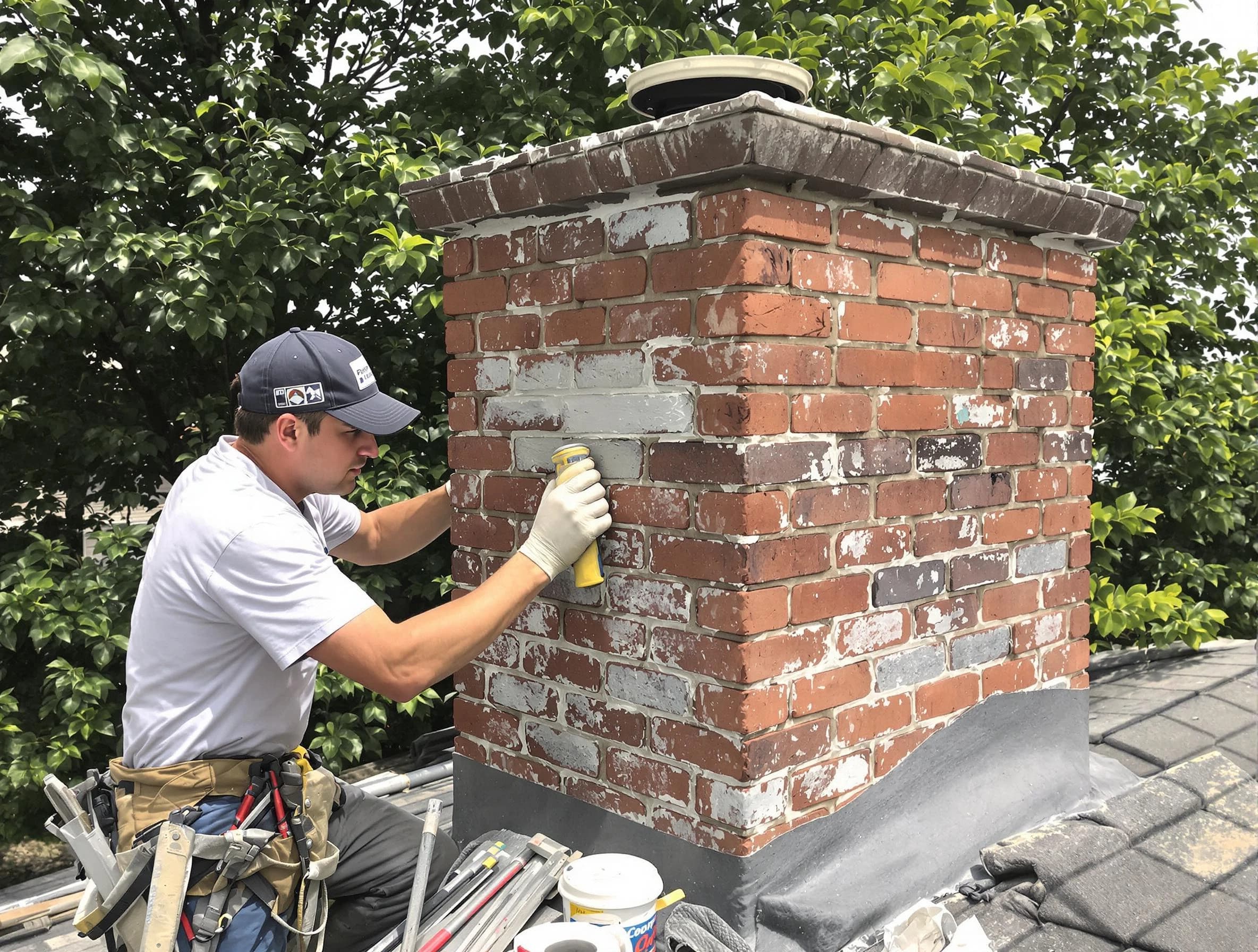 Midlothian Chimney Sweep restoring an aging chimney in Midlothian, VA