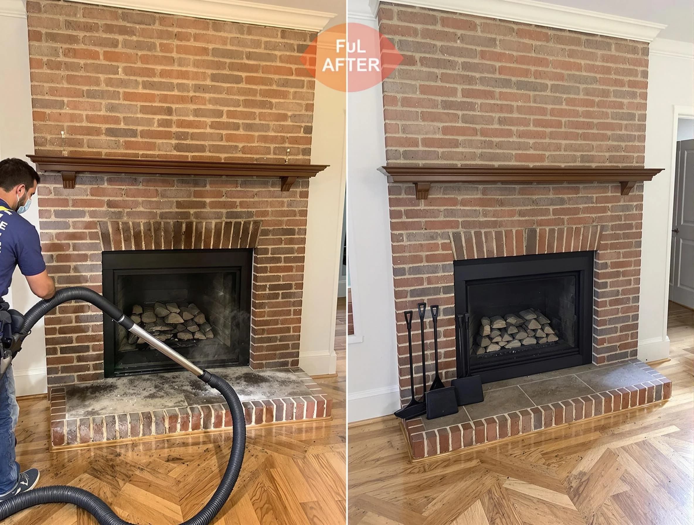 Midlothian Chimney Sweep carefully sanitizing a fireplace in Midlothian, VA