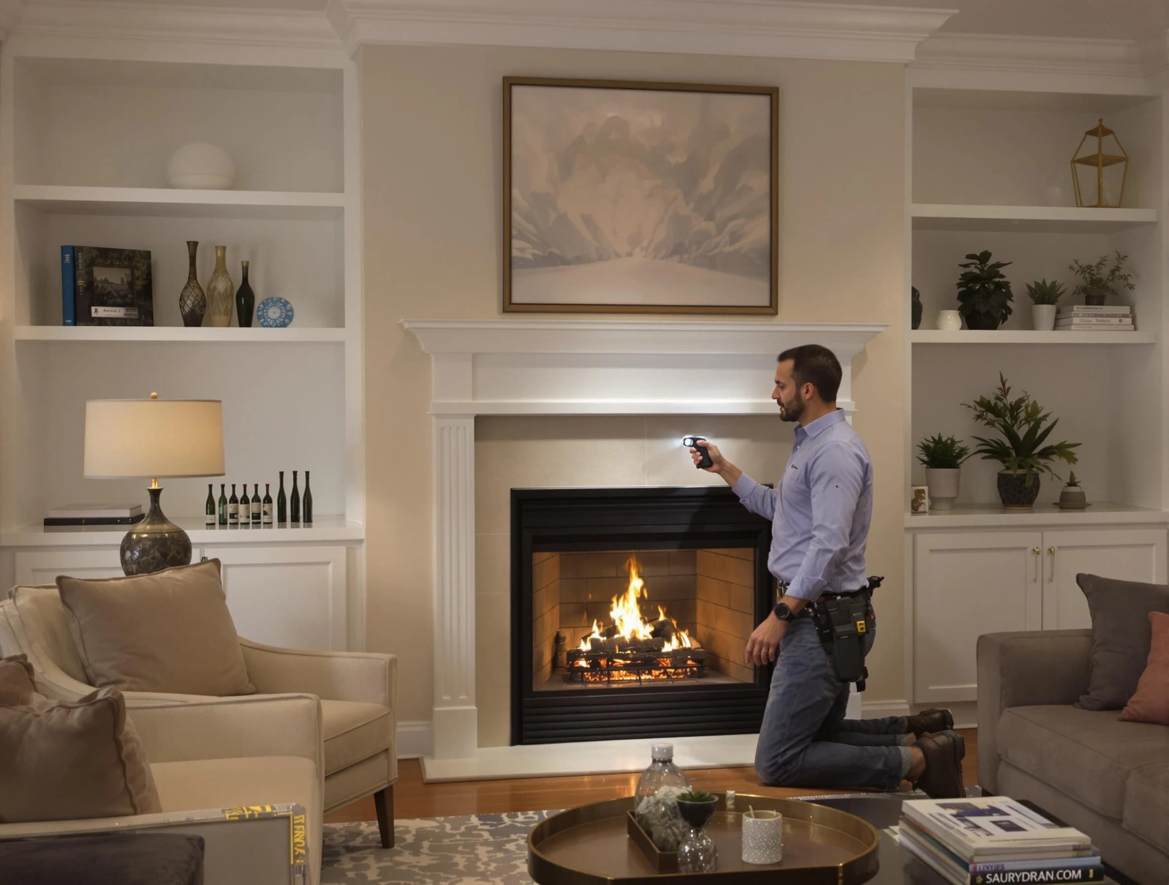 Midlothian Chimney Sweep conducting a fireplace safety inspection in Midlothian, VA