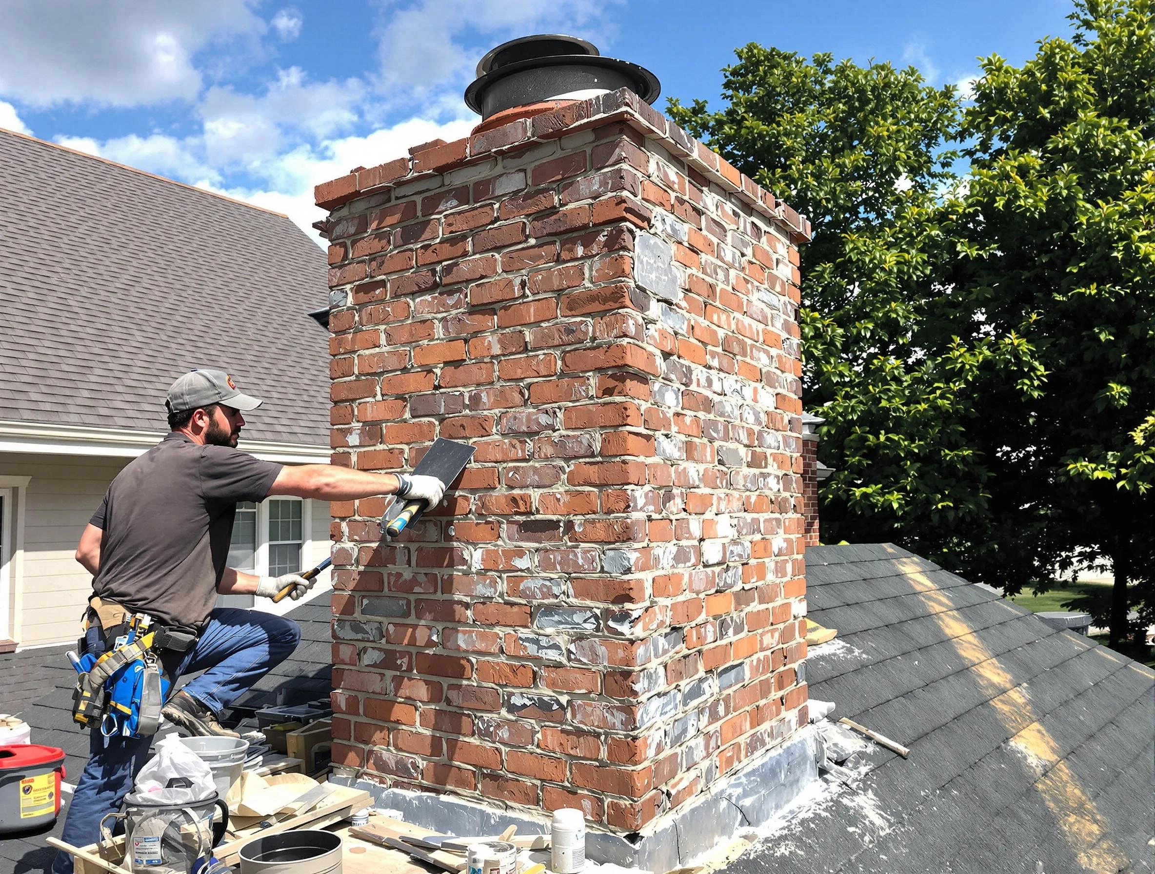 Completed chimney rebuild by Midlothian Chimney Sweep in Midlothian, VA