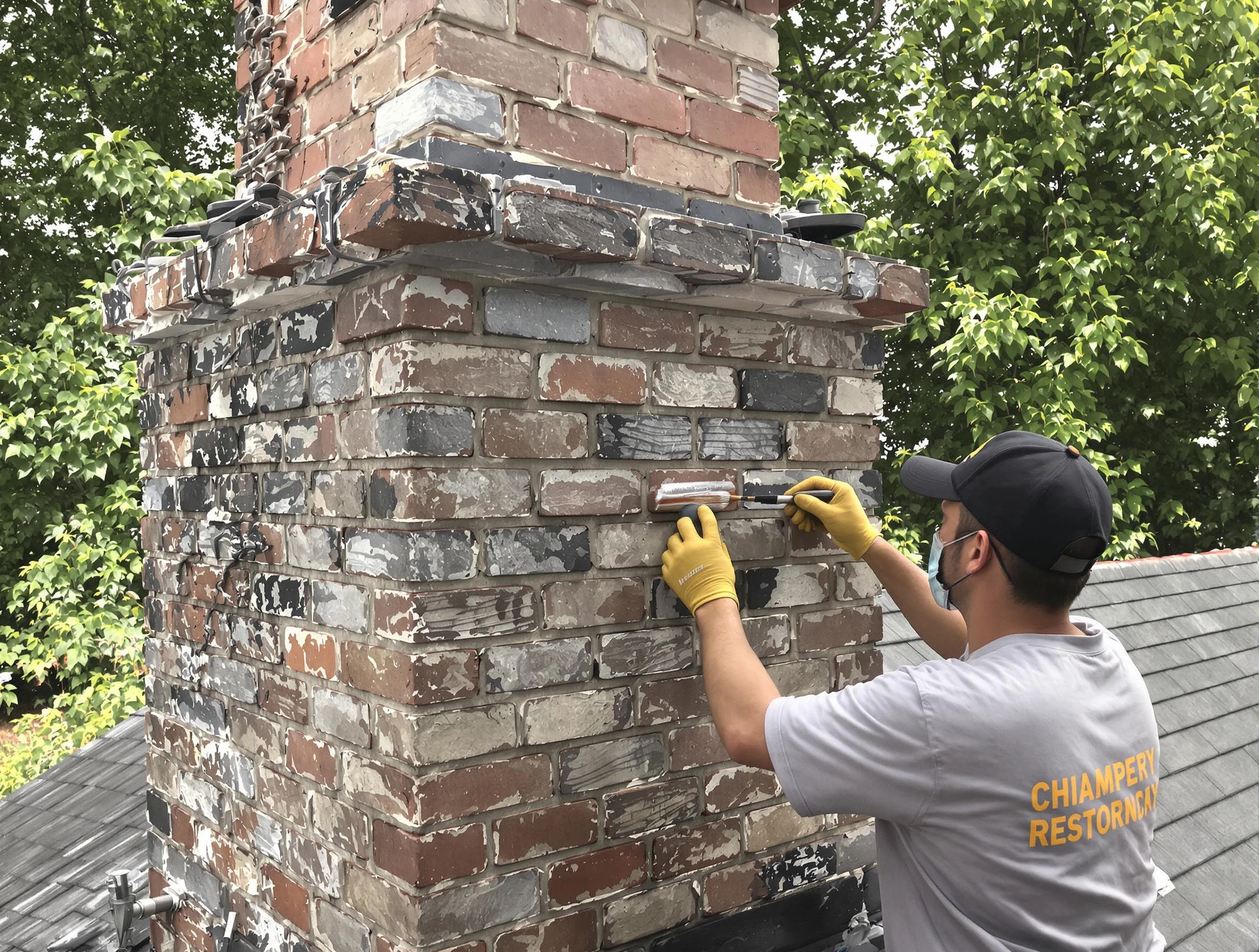 In-progress chimney restoration by Midlothian Chimney Sweep in Midlothian, VA