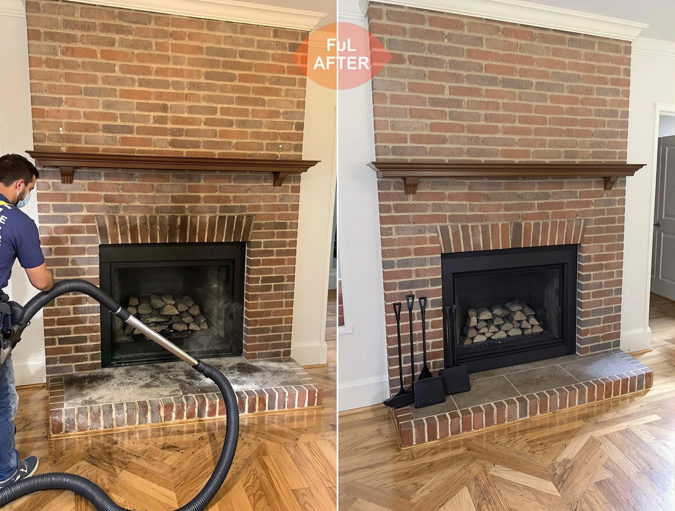Midlothian Chimney Sweep carefully sanitizing a fireplace in Midlothian, VA