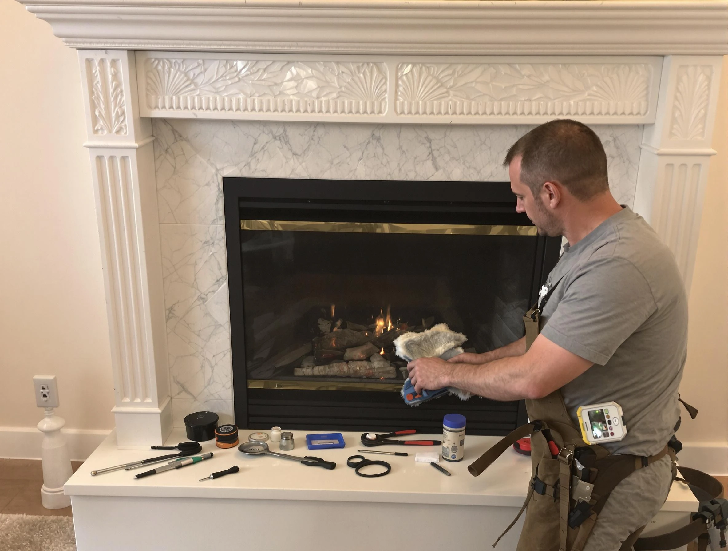 Midlothian Chimney Sweep performing fireplace maintenance in Midlothian, VA
